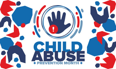 Child Abuse Prevention Month. Celebrate annual in April in United States. Stop child violence. Children protection and safety month. Unity for children. Poster, banner, background. Vector illustration