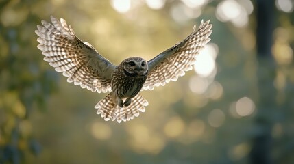 Focus Photo of a Pygmy Owl Flying