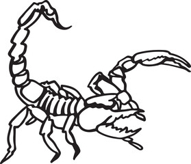 Graphical sketch of  scorpion isolated on white background,vector illustration for coloring book