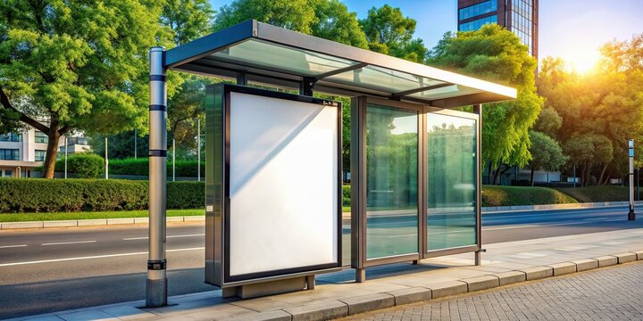 Bus stop billboard or outdoor abri advertising mockup, bus stop, billboard, outdoor, abri, advertising, mockup, city