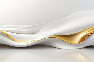 Abstract white and gold wavy background.