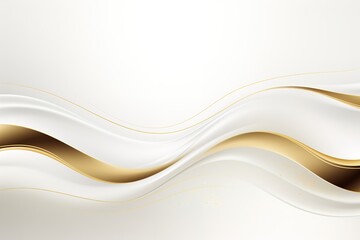 Obraz premium Abstract white and gold wavy background.