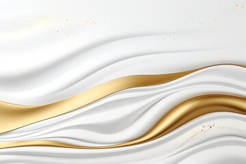 Obraz premium Abstract white and gold wavy background.