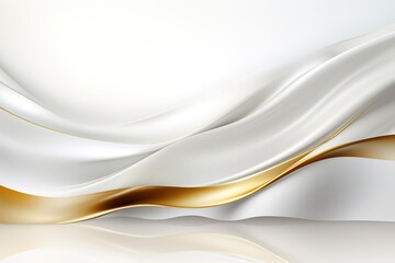 Obraz premium Abstract white and gold wavy background.