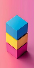 Obraz premium Abstract Colorful Cubes Stacked On Pink Background