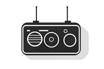 Minimalistic Round Radio Icon in Black and White for Graphic Design Projects