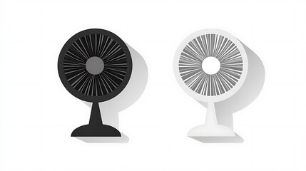Modern Round Fan Icon in Minimalistic Black and White Design