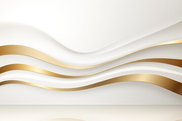 Obraz premium Abstract white and gold wavy background.