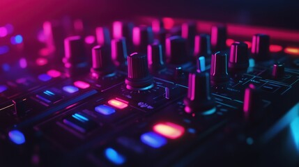 DJ Mixer with Neon Lights