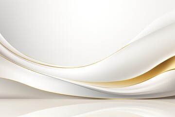 Obraz premium Abstract white and gold wavy background.