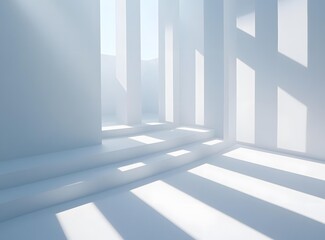 Obraz premium White Room With Sunlight Shining Through Windows