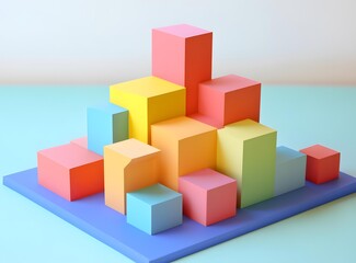 Abstract Colorful Geometric Shapes Design 3D Rendering