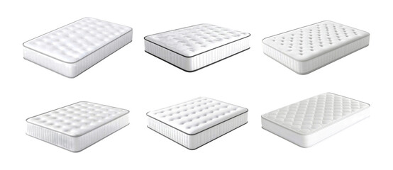 Collection set of mattresses isolated on transparent or white background