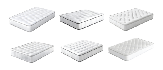 Collection set of mattresses isolated on transparent or white background