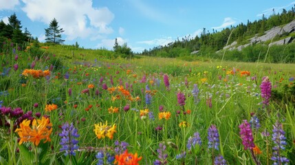 The vibrant and colorful wildflower blooms along Acadia National Park's trails,