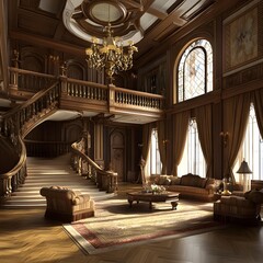 Grand Staircase In Luxurious Mansion Interior