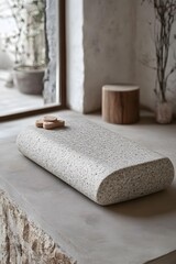 Close Up of a White Stone Bench