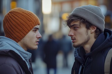 Two Young Men in Heated Argument
