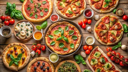 Fototapeta premium Top view table full of delicious food