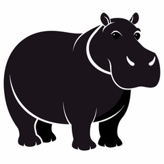 Hippopotamus silhouette vector art Illustration