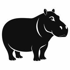 Hippopotamus silhouette vector art Illustration