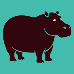 Hippopotamus silhouette vector art Illustration