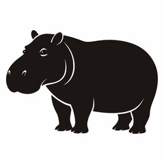 Hippopotamus silhouette vector art Illustration