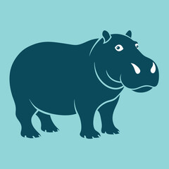 Hippopotamus silhouette vector art Illustration