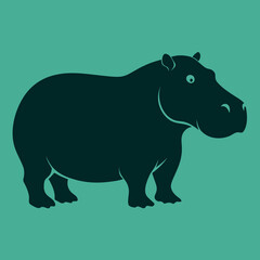 Hippopotamus silhouette vector art Illustration