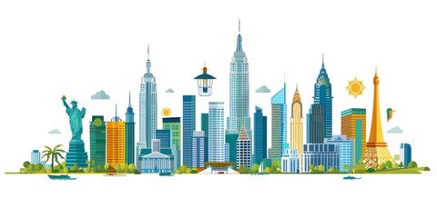 Fototapeta premium New York City Skyline with Famous Landmarks