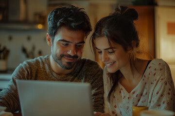 Young Couple Exploring House on Laptop with Agent’s Guidance