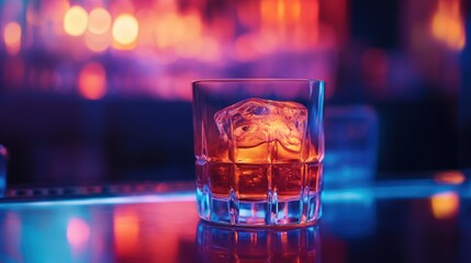 Whiskey On The Rocks in a Bar
