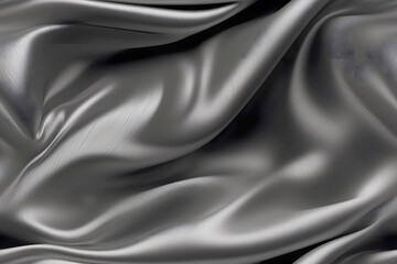 Fototapeta premium Seamless Black, Dark Silver Elegant Silk Fabric Iridescent Texture Background for Packaging, Banner, Decor, Wrap, Fashion, Accessories, Web, and Social. Satin Luxury Cloth Wavy Folds Seamless Pattern.