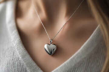 Elegant Topaz Heart-Shaped Locket on Neutral Gray Canvas, Store Highlight Concept.