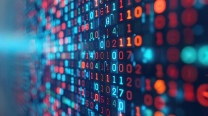 Binary code on computer screen, tech enthusiast lifestyle