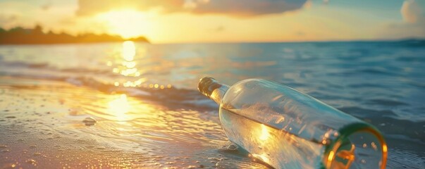 Coded message in a bottle, adventurous lifestyle journey