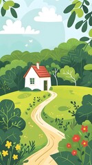 Fototapeta premium Beautiful Winding Path Through Green Forest Landscape