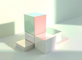 Fototapeta premium Abstract Minimalist 3D Cube Shape Pastel Color