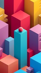 Obraz premium Abstract 3D Geometric Shapes with Colorful Cube Background