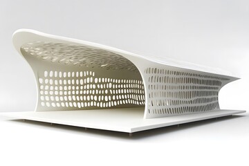 Curved White Structure with Perforated Design
