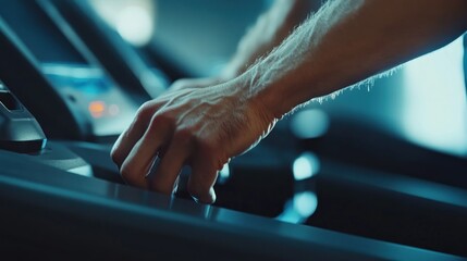 Close-up of Hands on Treadmill