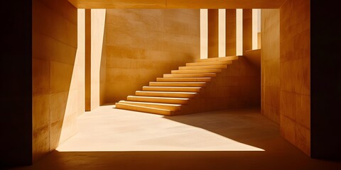Naklejka premium Modern Architecture with Stairs and Sunlight
