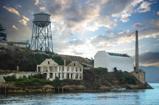 old buildings on Alcatraz island 