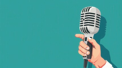 Open mic night, freedom of expression opportunities, flat design illustration