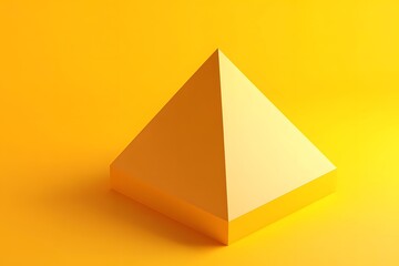 Fototapeta premium Yellow Pyramid on Yellow Background Geometric Shape Minimalist Design Abstract