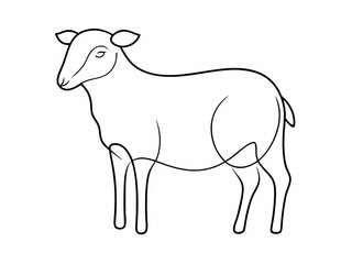 continuous single line drawing of domestic sheep, line art vector illustration
