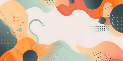 Abstract Background with Organic Shapes in Orange, Green and Beige