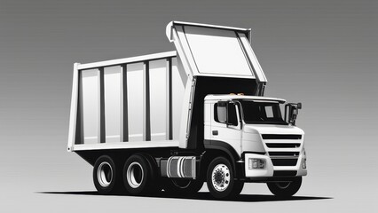 Three-dimensional rendering of a modern dump truck with realistic textures.