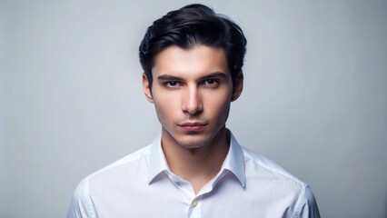 Obraz premium Casual Yet Professional Portrait of a Man in White Button-Down Shirt