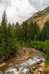 Obraz premium Beautiful Clear Creek in the Rocky Mountains near the Georgetown Loop Railroad station in Georgetown, Colorado